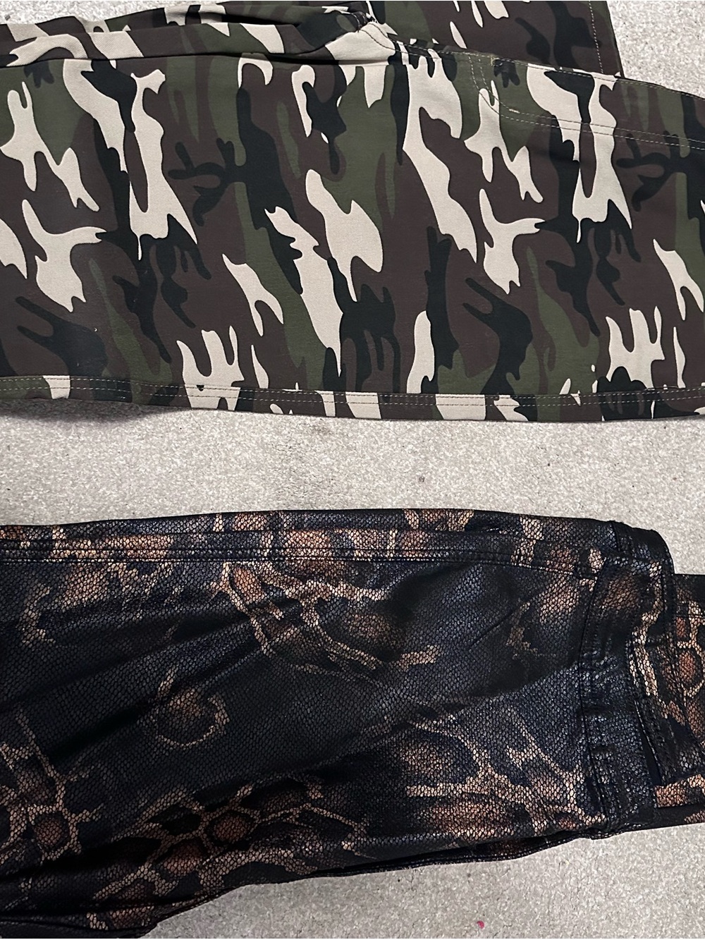 Womans Camouflage & Snake-Print Jeans - Green/Brown
